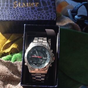 Stauer Silver Watch with Black Dial